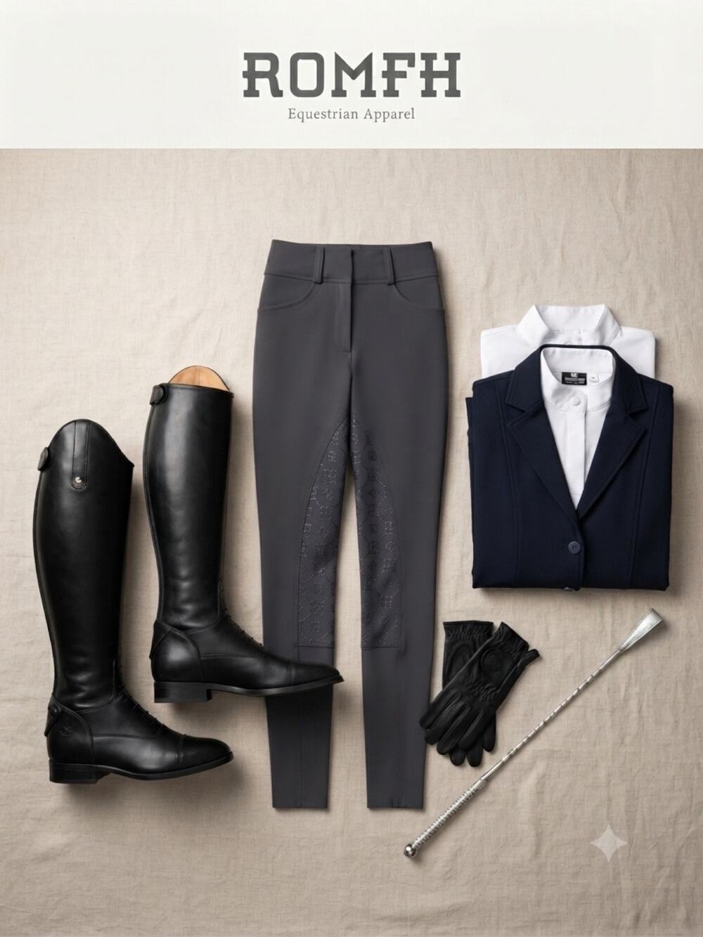 Romfh Sarafina Full Grip Breeches - Charcoal Black - Size 28R